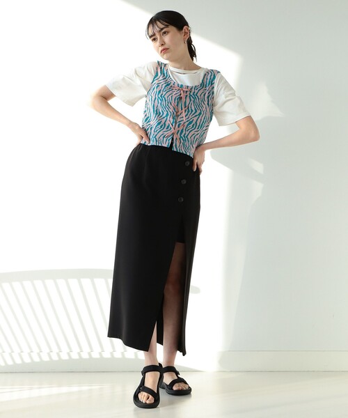 Ray BEAMS(レイビームス)の「Ray BEAMS / カットアウト スリーブ Tシャツ(Tシャツ/カットソー・レディース・ホワイト/ブラック/ライム・ONE SIZE)」の10枚目の写真