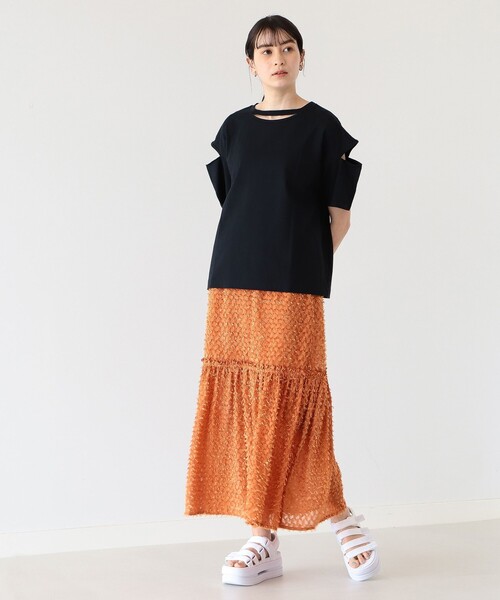 Ray BEAMS(レイビームス)の「Ray BEAMS / カットアウト スリーブ Tシャツ(Tシャツ/カットソー・レディース・ホワイト/ブラック/ライム・ONE SIZE)」の19枚目の写真