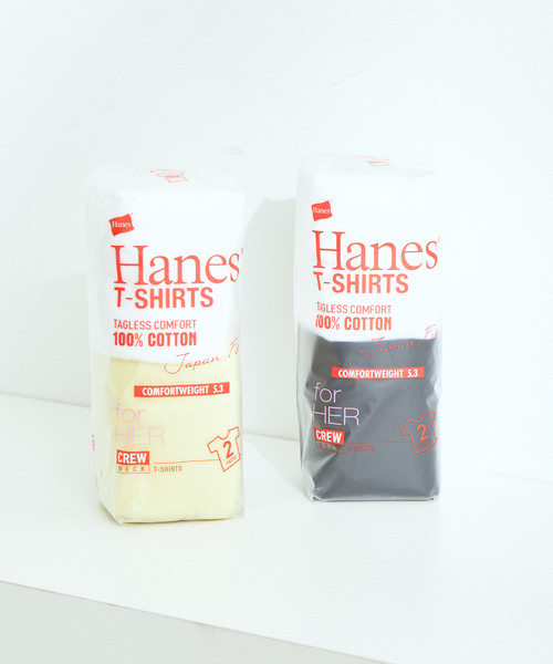 HANES(ヘインズ)の「ヘインズ【2枚組】クルーネックTシャツ 5.3oz(Tシャツ/カットソー・レディース・その他/クリーム・M/L)」の5枚目の写真