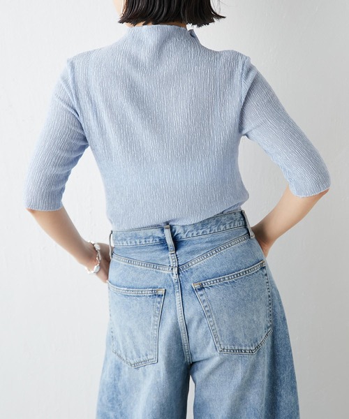 【ウィムガゼット】　美品　トリコットバックシャンカットソー　ストレッチ　水色 トリコットバックシャンカットソー | Whim Gazette(ウィム
