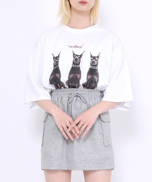 Figments(フィグメンツ)の「dobermanオーバーTシャツ(Tシャツ/カットソー・レディース・ブラック/ホワイト・FREE)」の13枚目の写真