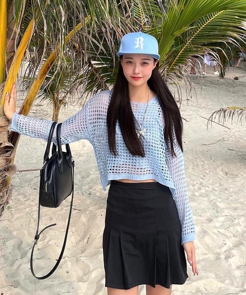 ROOPTOKYO(ループトウキョウ)の「cropped mesh tops/クロップド丈メッシュトップス タンクトップセット(Tシャツ/カットソー・レディース・ブラック/ライトベージュ/アイボリー/ライトグレー/ライトピンク・FREE)」の9枚目の写真