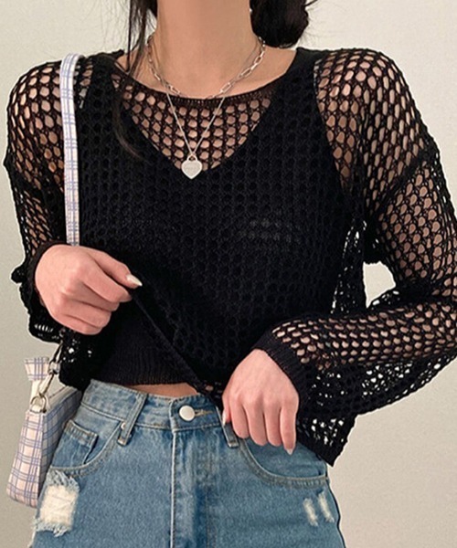 ROOPTOKYO(ループトウキョウ)の「cropped mesh tops/クロップド丈メッシュトップス タンクトップセット(Tシャツ/カットソー・レディース・ブラック/ライトベージュ/アイボリー/ライトグレー/ライトピンク・FREE)」の19枚目の写真
