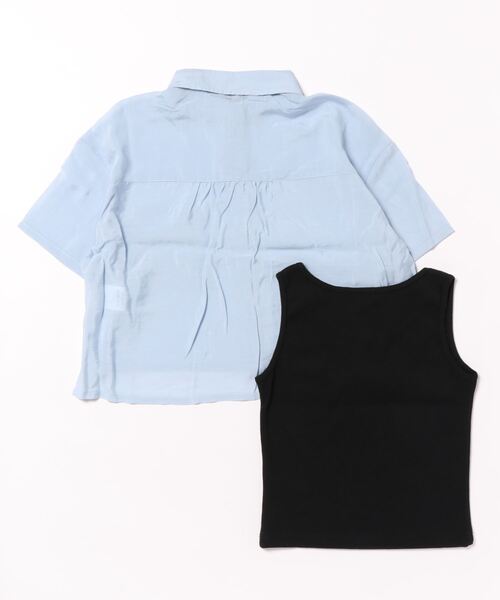 LOVETOXIC(ラブトキシック)の「半袖シアーシャツインナーSET(シャツ/ブラウス・キッズ・オフホワイト/サックスブルー/ライトグリーン・L/M/S)」の4枚目の写真