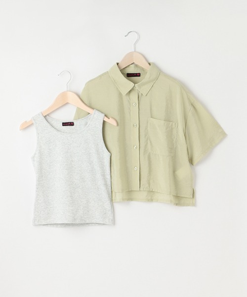 LOVETOXIC(ラブトキシック)の「半袖シアーシャツインナーSET(シャツ/ブラウス・キッズ・オフホワイト/サックスブルー/ライトグリーン・L/M/S)」の8枚目の写真