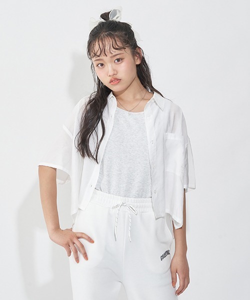 LOVETOXIC(ラブトキシック)の「半袖シアーシャツインナーSET(シャツ/ブラウス・キッズ・オフホワイト/サックスブルー/ライトグリーン・L/M/S)」の20枚目の写真