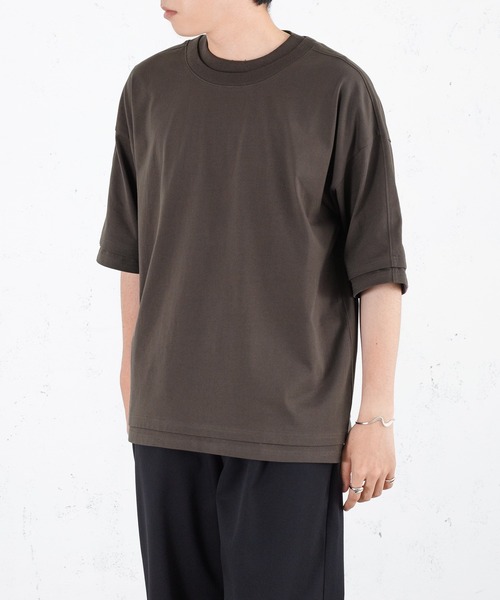SELLE GLANT(セレグランテ)の「LAYERED LIKE OVER T-SHIRT/レイヤードライクオーバーTシャツ(Tシャツ/カットソー・メンズ・オフホワイト/チャコールグレー・MEDIUM/LARGE)」の2枚目の写真