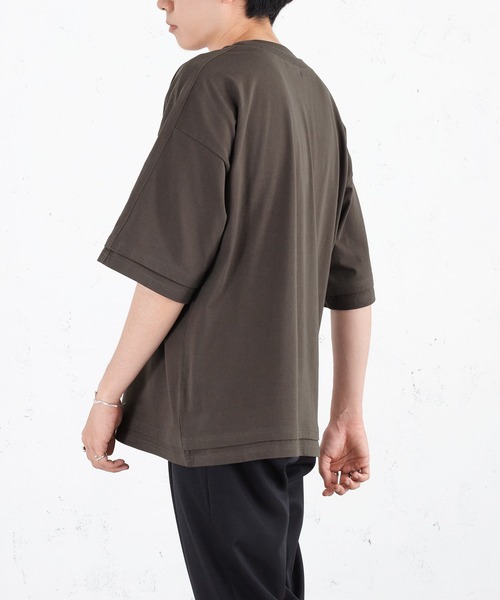 SELLE GLANT(セレグランテ)の「LAYERED LIKE OVER T-SHIRT/レイヤードライクオーバーTシャツ(Tシャツ/カットソー・メンズ・オフホワイト/チャコールグレー・MEDIUM/LARGE)」の9枚目の写真