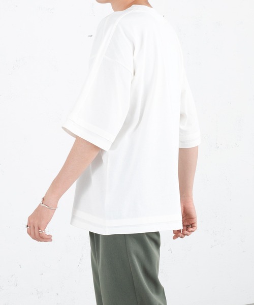 SELLE GLANT(セレグランテ)の「LAYERED LIKE OVER T-SHIRT/レイヤードライクオーバーTシャツ(Tシャツ/カットソー・メンズ・オフホワイト/チャコールグレー・MEDIUM/LARGE)」の4枚目の写真