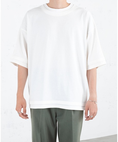 SELLE GLANT(セレグランテ)の「LAYERED LIKE OVER T-SHIRT/レイヤードライクオーバーTシャツ(Tシャツ/カットソー・メンズ・オフホワイト/チャコールグレー・MEDIUM/LARGE)」の15枚目の写真