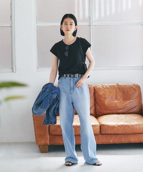RIVE DROITE(リヴドロワ)の「MONN.:.(モン)/コンパクトTシャツ(Tシャツ/カットソー・レディース・ブラック/オフホワイト・FREE)」の20枚目の写真