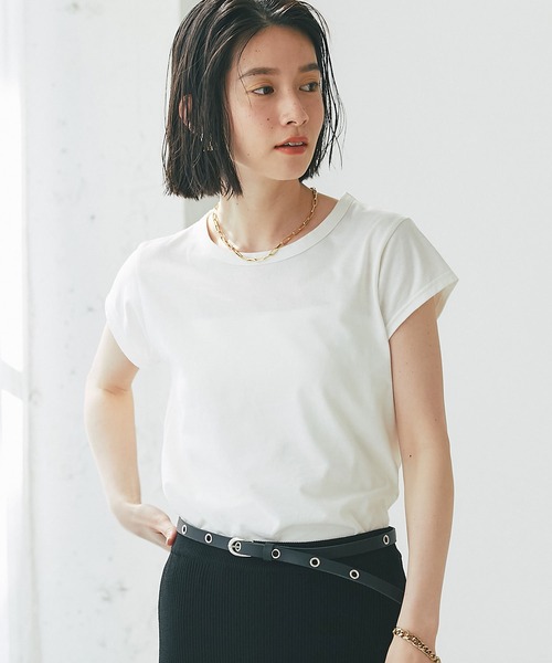 RIVE DROITE(リヴドロワ)の「MONN.:.(モン)/コンパクトTシャツ(Tシャツ/カットソー・レディース・ブラック/オフホワイト・FREE)」の3枚目の写真