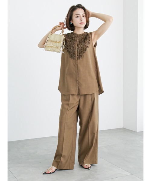 Te chichi(テチチ)の「リネンライクフリルブラウス(セットアップ可)(シャツ/ブラウス・レディース・ブラック/ブラウン/パープル・F)」の10枚目の写真