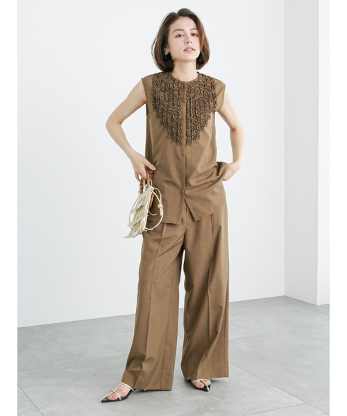 Te chichi(テチチ)の「リネンライクフリルブラウス(セットアップ可)(シャツ/ブラウス・レディース・ブラック/ブラウン/パープル・F)」の12枚目の写真