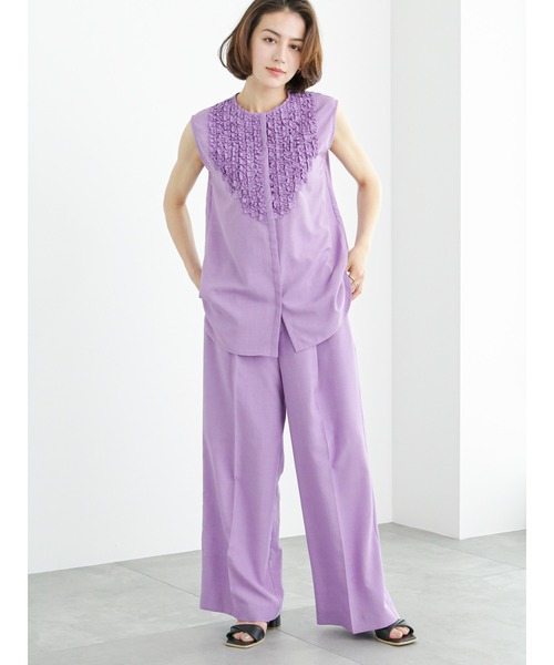 Te chichi(テチチ)の「リネンライクフリルブラウス(セットアップ可)(シャツ/ブラウス・レディース・ブラック/ブラウン/パープル・F)」の18枚目の写真