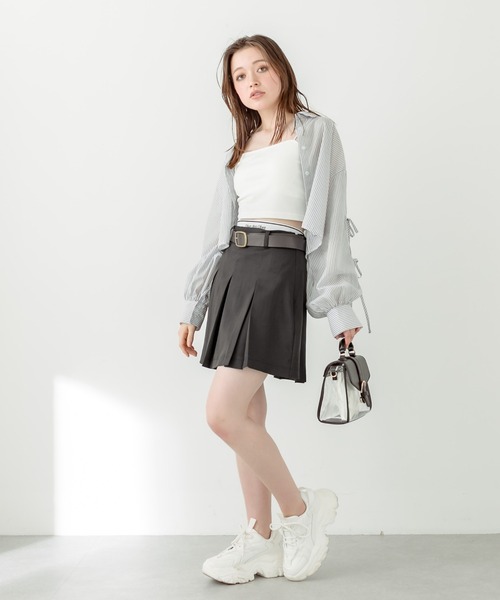 OLIVE des OLIVE（オリーブデオリーブ）の「ベルト付きプリーツミニスカート　1031010320（スカート・レディース・キャメル/ブラック/チャコールグレー・FREE）」の5枚目の写真