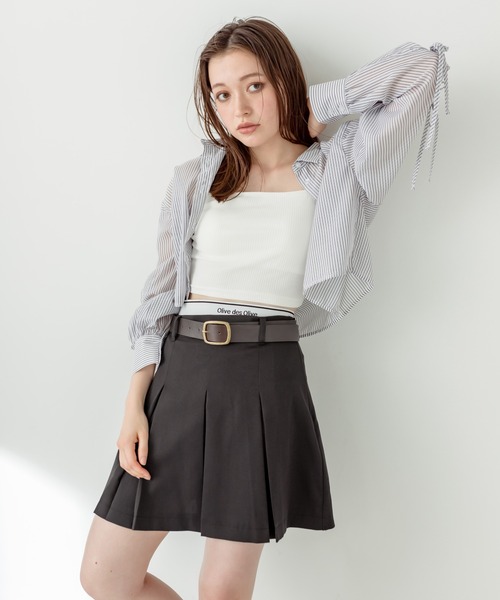 OLIVE des OLIVE（オリーブデオリーブ）の「ベルト付きプリーツミニスカート　1031010320（スカート・レディース・キャメル/ブラック/チャコールグレー・FREE）」の10枚目の写真