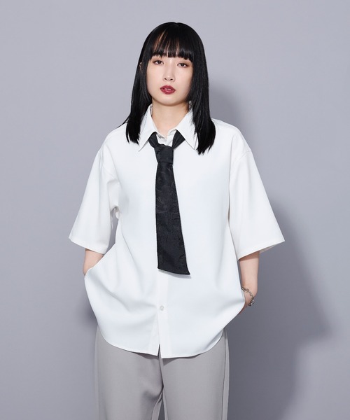 Ellno Loset（エルノロゼット）の「ジャガードボウタイシャツ（シャツ/ブラウス・メンズ・ブラック/ブルー系その他/オフホワイト・SMALL/LARGE/MEDIUM）」の4枚目の写真