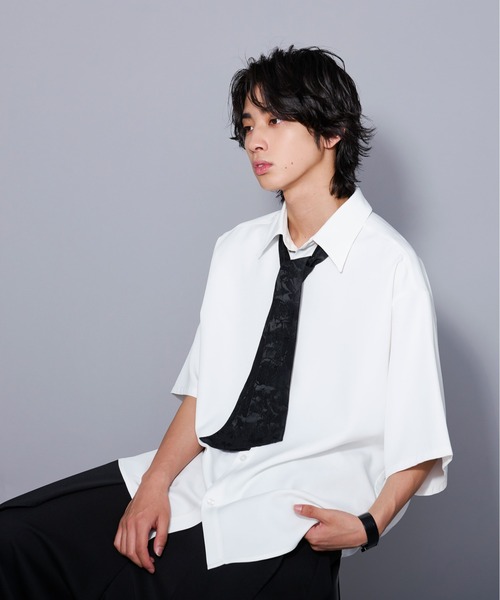 Ellno Loset（エルノロゼット）の「ジャガードボウタイシャツ（シャツ/ブラウス・メンズ・ブラック/ブルー系その他/オフホワイト・SMALL/LARGE/MEDIUM）」の7枚目の写真