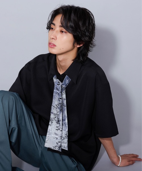 Ellno Loset（エルノロゼット）の「ジャガードボウタイシャツ（シャツ/ブラウス・メンズ・ブラック/ブルー系その他/オフホワイト・SMALL/LARGE/MEDIUM）」の19枚目の写真