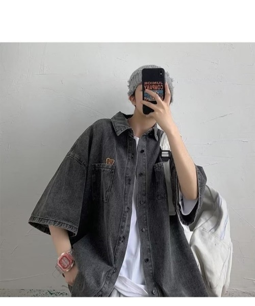 tシャツ ウォッシュ デニム ビッグ プルオーバー レディース メンズ DEVICE（デバイス）の「オーバーサイズ ワンポイント ビッグ