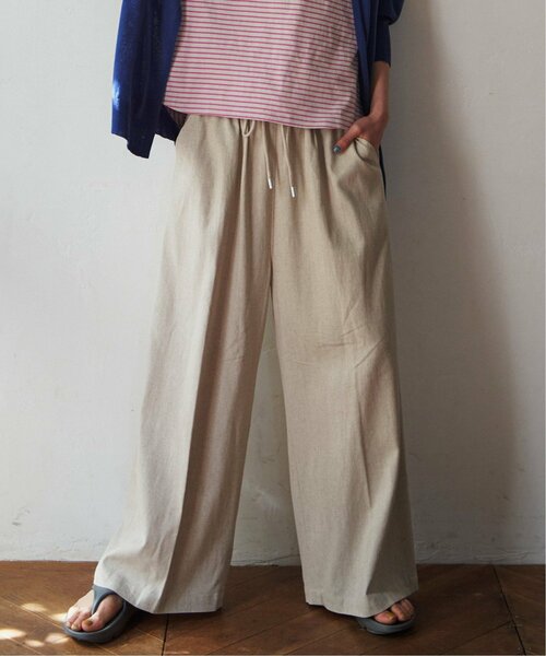 LBC（エルビーシー）の「リネン混シャーリングワイドパンツ（その他パンツ・レディース・ベージュ/ブラウン/ダークオリーブ/ブラック・M/L）」の9枚目の写真
