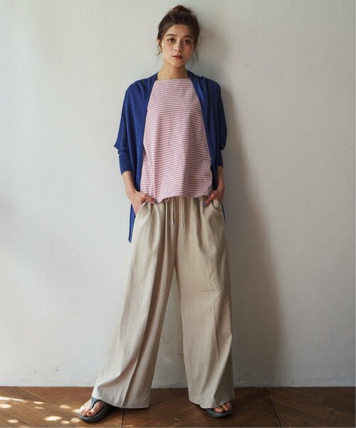 LBC（エルビーシー）の「リネン混シャーリングワイドパンツ（その他パンツ・レディース・ベージュ/ブラウン/ダークオリーブ/ブラック・M/L）」の11枚目の写真