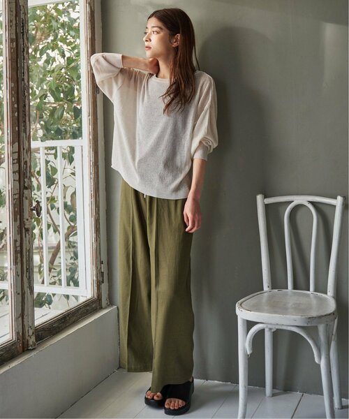 LBC（エルビーシー）の「リネン混シャーリングワイドパンツ（その他パンツ・レディース・ベージュ/ブラウン/ダークオリーブ/ブラック・M/L）」の16枚目の写真