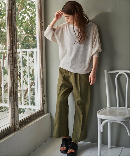 LBC（エルビーシー）の「リネン混シャーリングワイドパンツ（その他パンツ・レディース・ベージュ/ブラウン/ダークオリーブ/ブラック・M/L）」の17枚目の写真