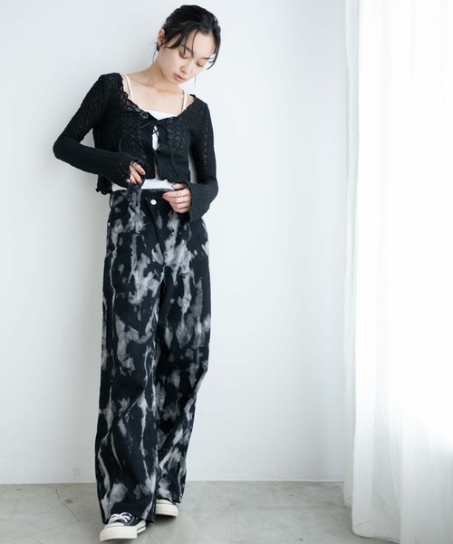 WEGO（ウィゴー）の「WEGO/タイダイウエストデザインバギーパンツ（デニムパンツ・レディース・ブラウン/ブラック・FREE）」の4枚目の写真