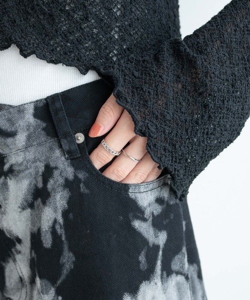 WEGO（ウィゴー）の「WEGO/タイダイウエストデザインバギーパンツ（デニムパンツ・レディース・ブラウン/ブラック・FREE）」の5枚目の写真