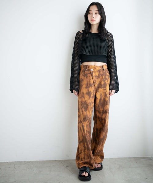 WEGO（ウィゴー）の「WEGO/タイダイウエストデザインバギーパンツ（デニムパンツ・レディース・ブラウン/ブラック・FREE）」の13枚目の写真