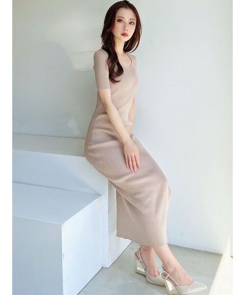 RESEXXY(リゼクシー)の「スリットタイトニットワンピース(ワンピース・レディース・ブラック/ブルー/ピンク/ベージュ・FREE)」の14枚目の写真