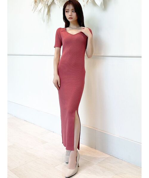 RESEXXY(リゼクシー)の「スリットタイトニットワンピース(ワンピース・レディース・ブラック/ブルー/ピンク/ベージュ・FREE)」の9枚目の写真