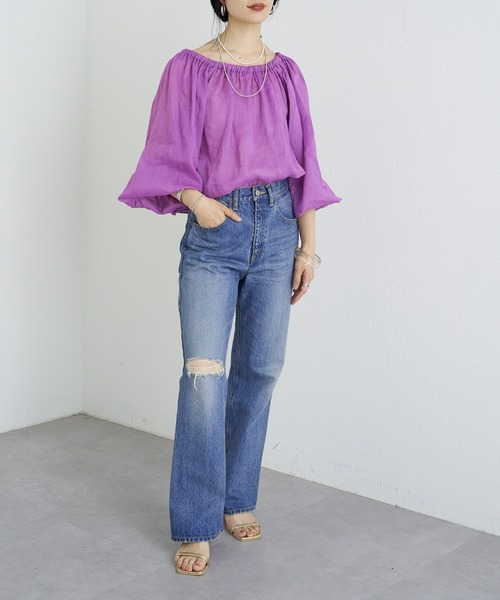 SHENERY(シーナリー)の「バックVリネンギャザーブラウス(シャツ/ブラウス・レディース・ブラック/パープル/ベージュ・FREE)」の18枚目の写真