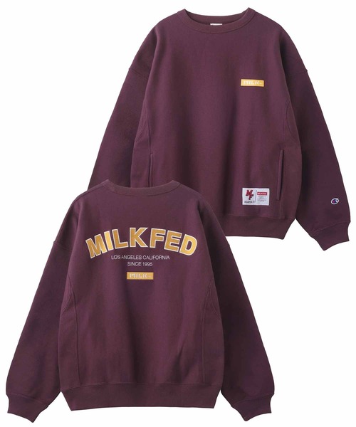 MILKFED.(ミルクフェド)の「MILKFED.ⅹCHAMPION SWEAT TOP(スウェット・レディース・バーガンディー/アッシュ/ブラック/ブルー/オートミール・ONE SIZE)」の5枚目の写真