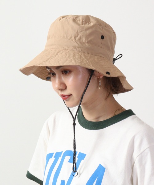 FUNALIVE（ファンアライブ）の「あご紐付き撥水ポケッタブルバケットハット　レインハット（ハット・メンズ・ネイビー/ベージュ/チャコールグレー/カーキ/ブラック・F）」の3枚目の写真