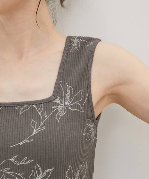 VIS（ビス）の「【洗える】花柄カップ付きリブタンクトップ（タンクトップ・レディース・グレー系その他/ホワイト系その他5・FREE）」の13枚目の写真