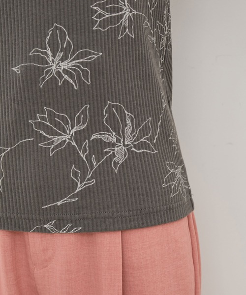 VIS（ビス）の「【洗える】花柄カップ付きリブタンクトップ（タンクトップ・レディース・グレー系その他/ホワイト系その他5・FREE）」の4枚目の写真