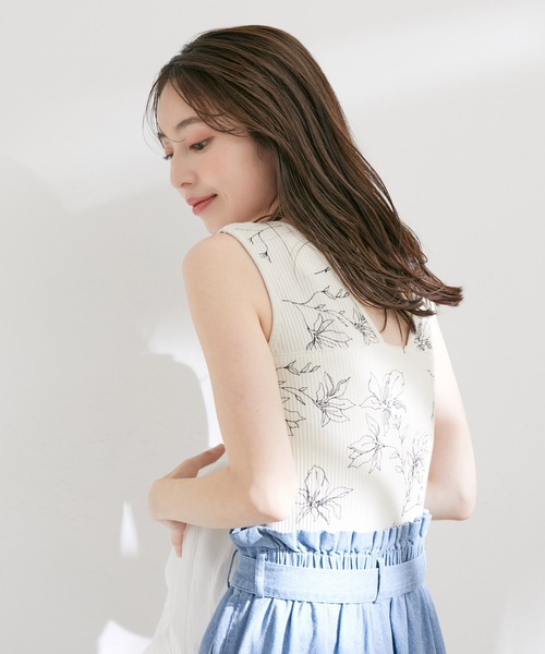 VIS（ビス）の「【洗える】花柄カップ付きリブタンクトップ（タンクトップ・レディース・グレー系その他/ホワイト系その他5・FREE）」の18枚目の写真