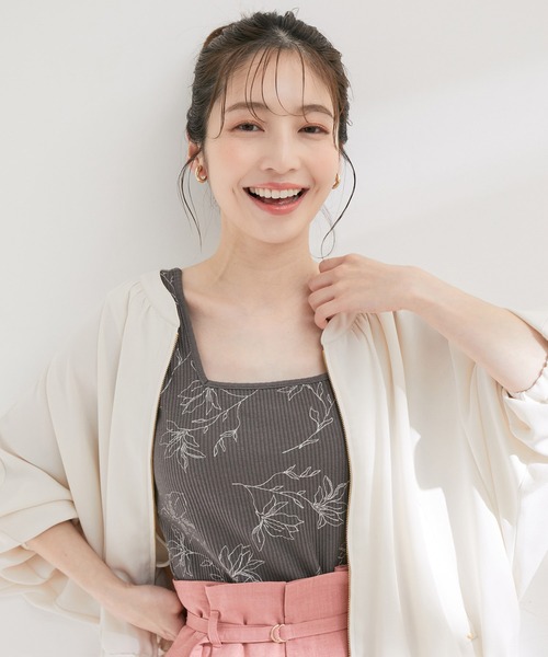 VIS（ビス）の「【洗える】花柄カップ付きリブタンクトップ（タンクトップ・レディース・グレー系その他/ホワイト系その他5・FREE）」の12枚目の写真