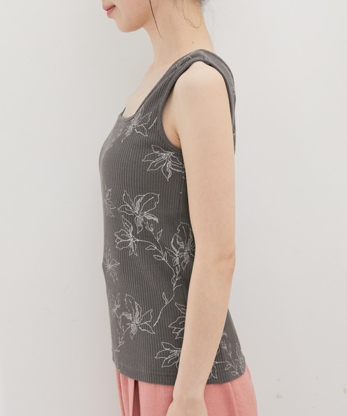 VIS（ビス）の「【洗える】花柄カップ付きリブタンクトップ（タンクトップ・レディース・グレー系その他/ホワイト系その他5・FREE）」の19枚目の写真