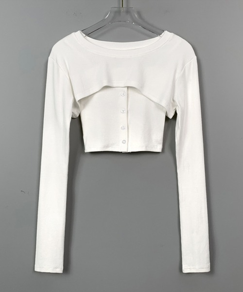 Jasmine Grandiflorum（ジャスミングランディフローラム）の「【Jasmine】ミニ丈カットソーアンサンブル（アンサンブル・レディース・ホワイト/ブラック/ブルー・FREE）」の2枚目の写真