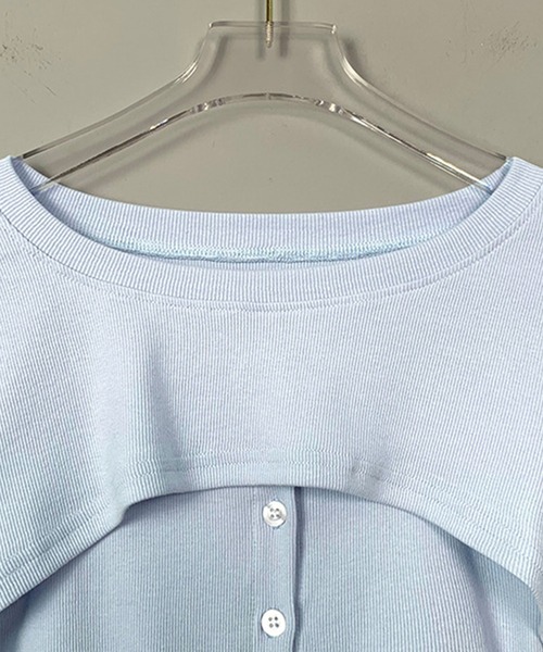 Jasmine Grandiflorum（ジャスミングランディフローラム）の「【Jasmine】ミニ丈カットソーアンサンブル（アンサンブル・レディース・ホワイト/ブラック/ブルー・FREE）」の10枚目の写真