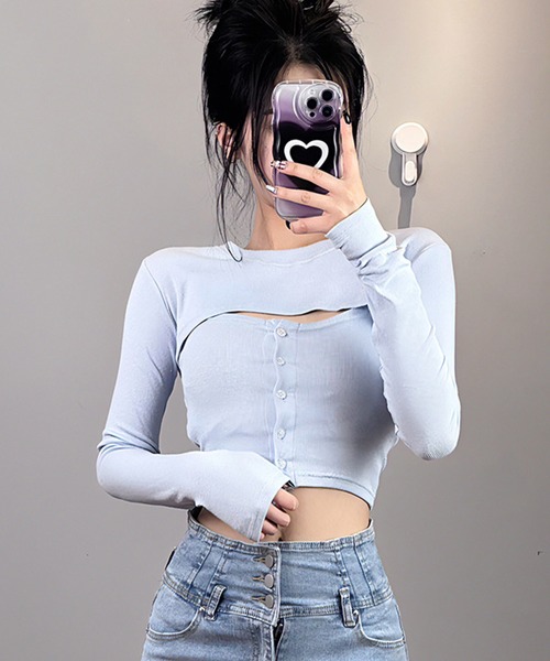 Jasmine Grandiflorum（ジャスミングランディフローラム）の「【Jasmine】ミニ丈カットソーアンサンブル（アンサンブル・レディース・ホワイト/ブラック/ブルー・FREE）」の18枚目の写真