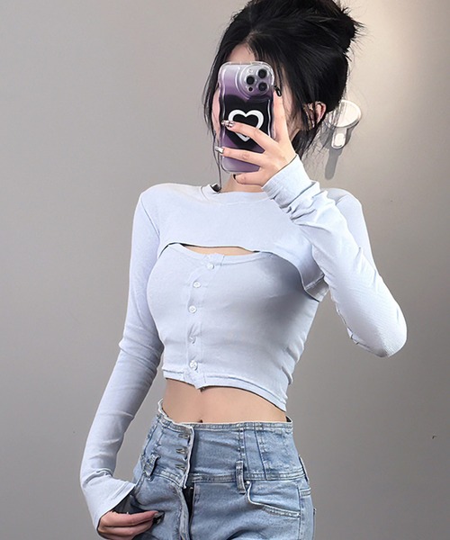 Jasmine Grandiflorum（ジャスミングランディフローラム）の「【Jasmine】ミニ丈カットソーアンサンブル（アンサンブル・レディース・ホワイト/ブラック/ブルー・FREE）」の19枚目の写真