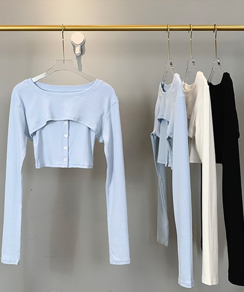 Jasmine Grandiflorum（ジャスミングランディフローラム）の「【Jasmine】ミニ丈カットソーアンサンブル（アンサンブル・レディース・ホワイト/ブラック/ブルー・FREE）」の14枚目の写真