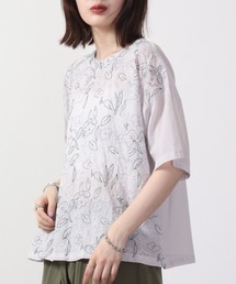 EMAGO 多色花刺繍ブラウス 5分袖