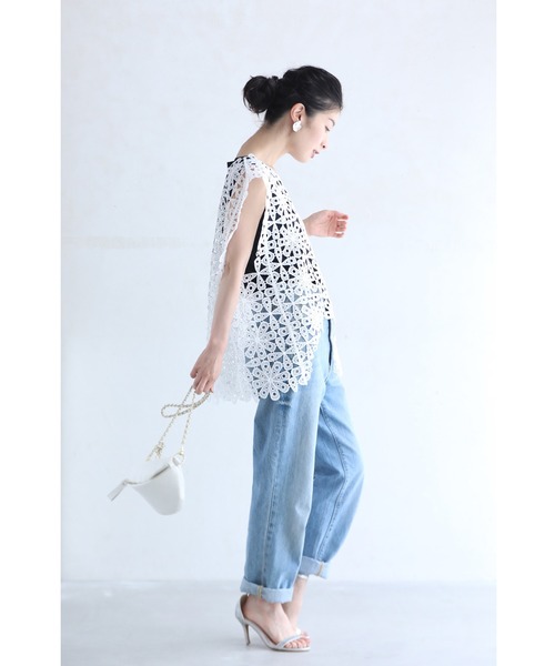 アシンメトリーな裾の万華鏡レースカットソートップス（Tシャツ/カットソー）｜CAWAII（カワイイ）