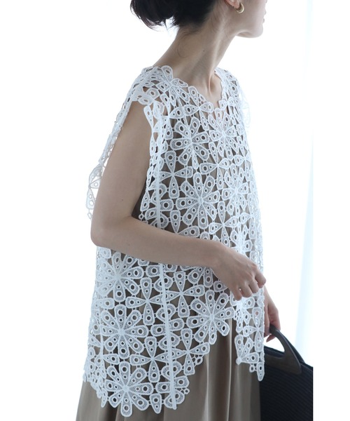 アシンメトリーな裾の万華鏡レースカットソートップス（Tシャツ/カットソー）｜CAWAII（カワイイ）